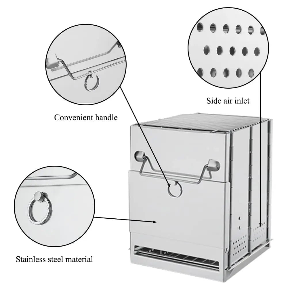 Camping Wood Burning Stove with Grill