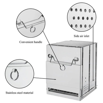 Camping Wood Burning Stove with Grill