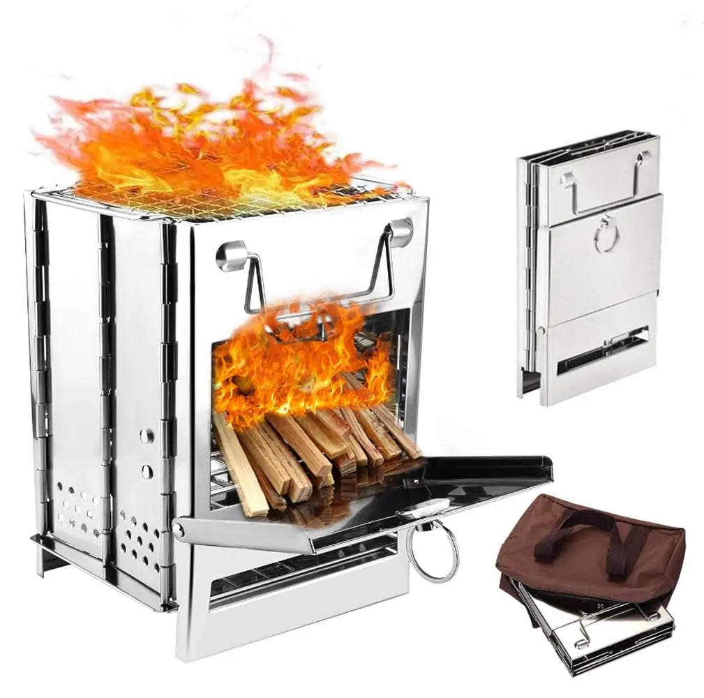 Camping Wood Burning Stove with Grill