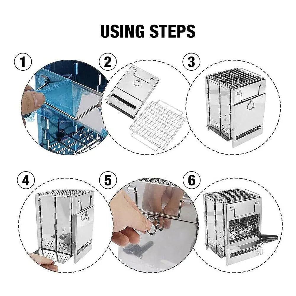 Camping Wood Burning Stove with Grill